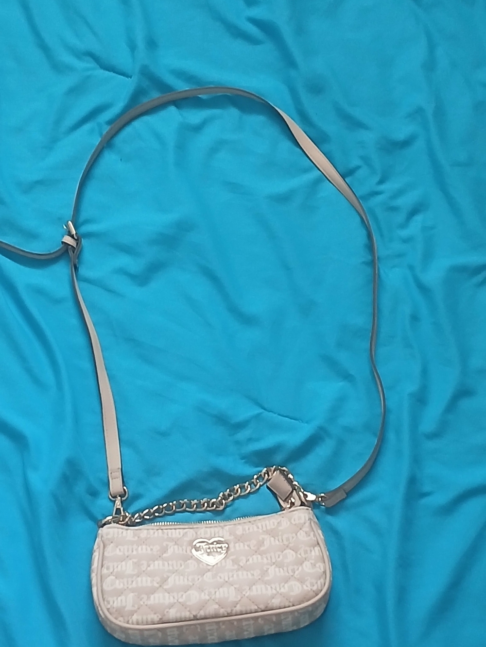 Juicy Couture Beige Logo Mini Crossbody with Gold Chain